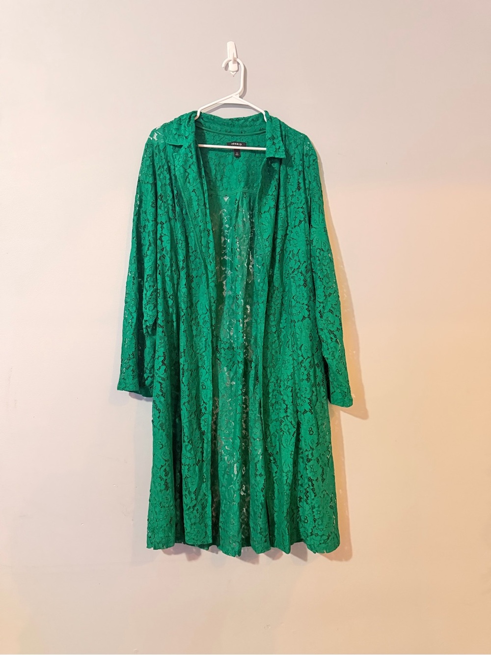 Torrid Green Lace Open-Front Duster